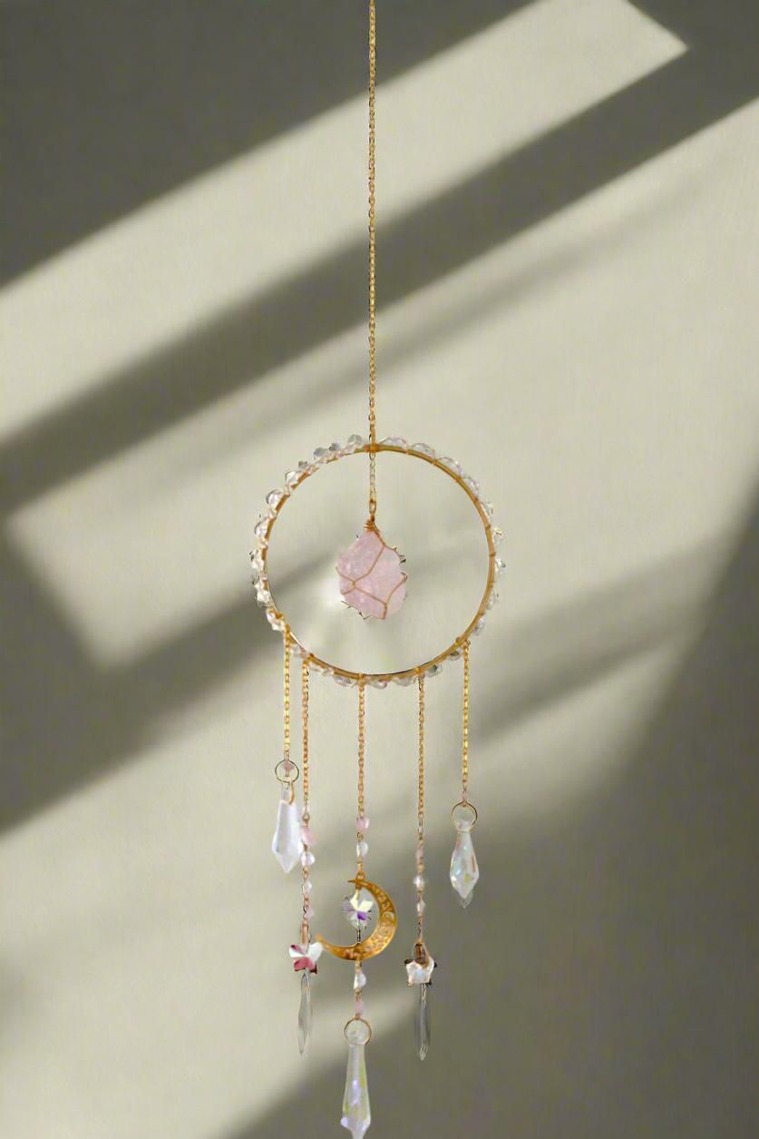 Rose Quartz Crystal Suncatcher