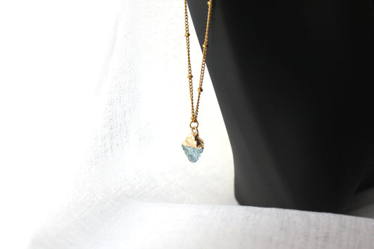 18K Gold Plated Beaded Aquamarine Necklace