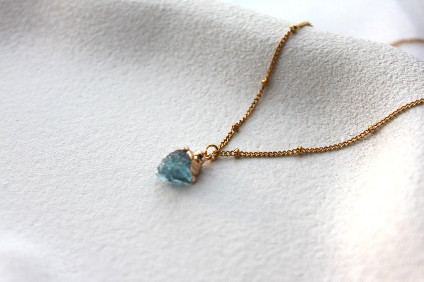 18K Gold Plated Beaded Aquamarine Necklace