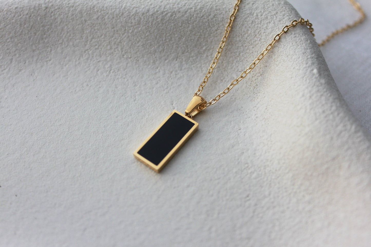 18K Gold Plated Black Agate Necklace