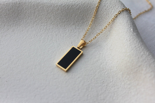 18K Gold Plated Black Agate Necklace