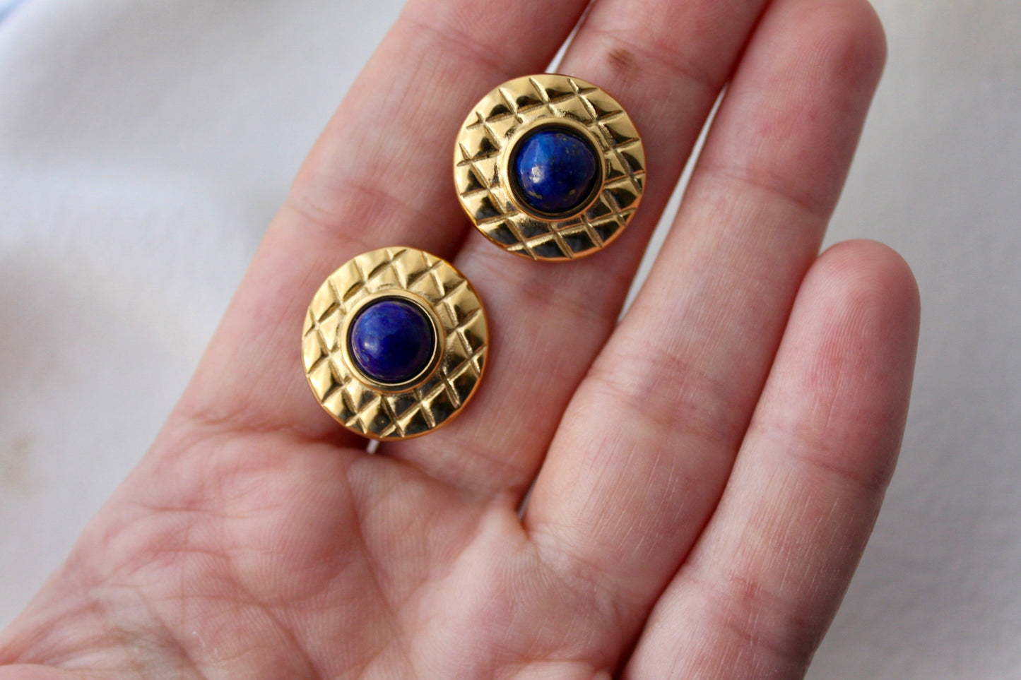 Lapis Lazuli Earrings 18K Gold Plated