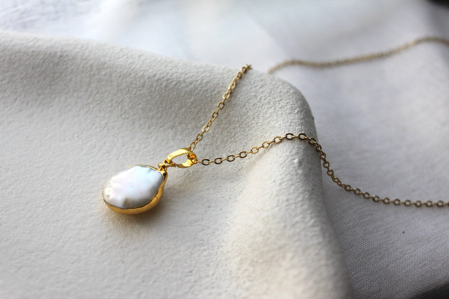 18K Gold Plated Mother of Pearl Necklace