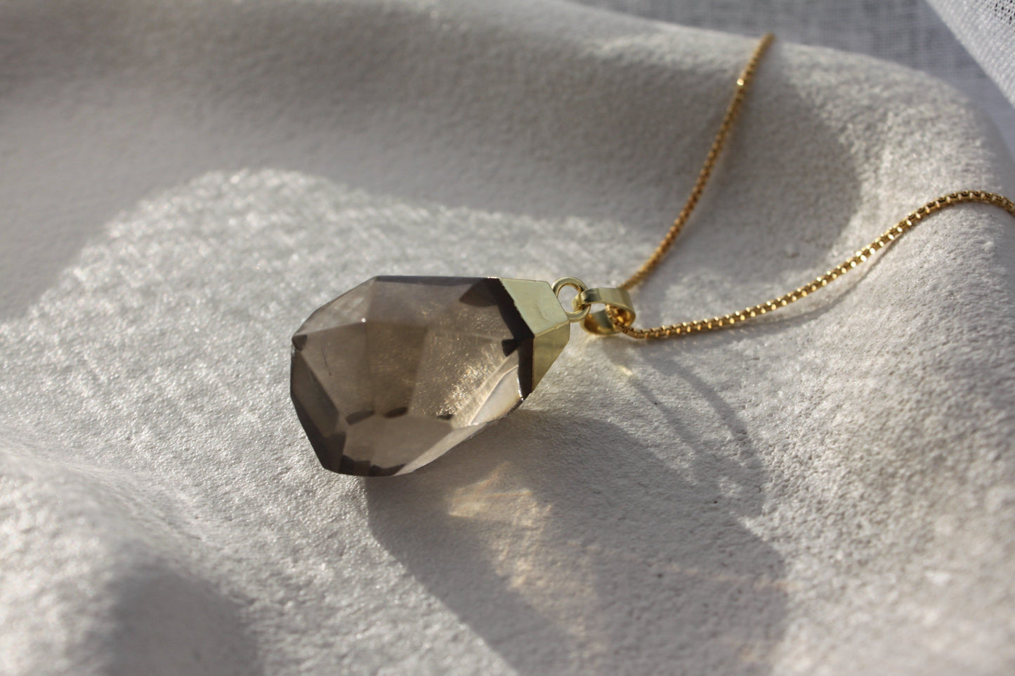 18K Gold Plated Smoky Quartz Necklace