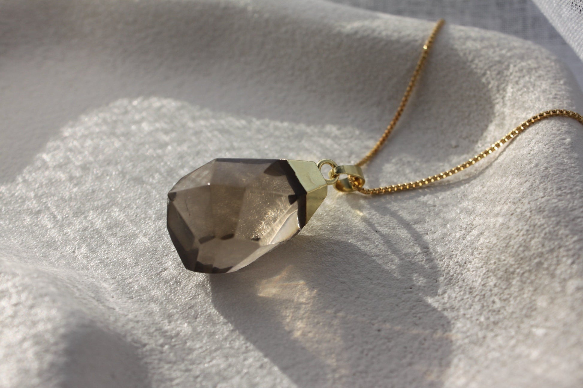 18K Gold Plated Smoky Quartz Necklace