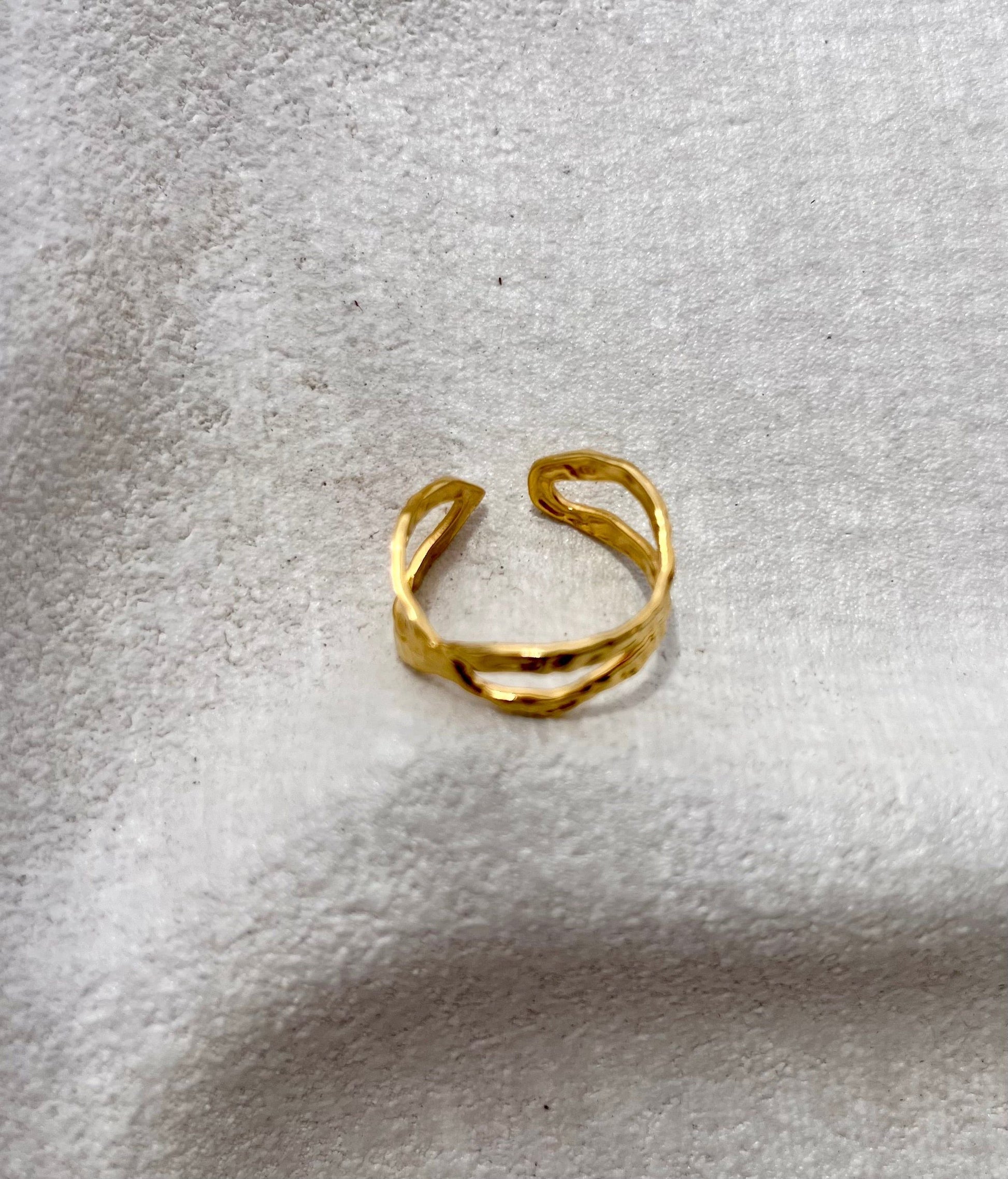 18K Gold Plated Statement Ring Adjustable Size