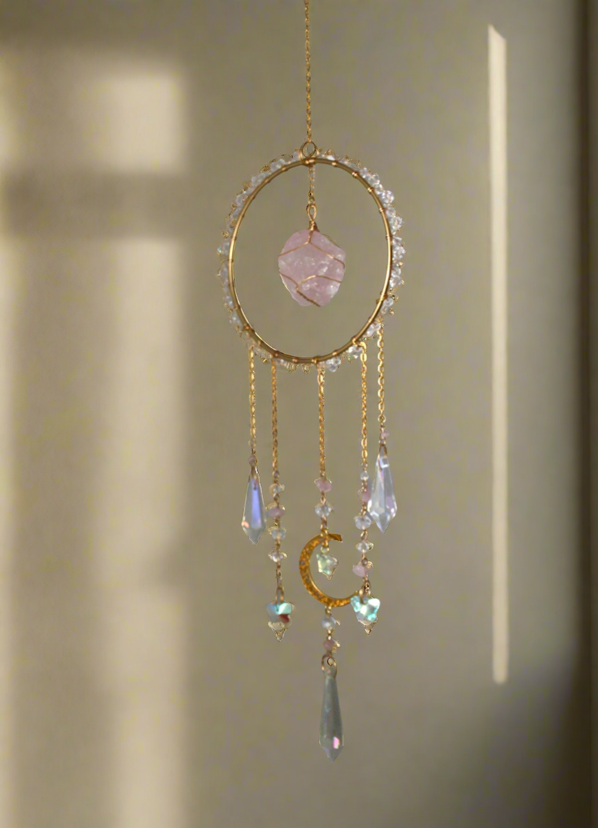 Rose Quartz Crystal Suncatcher