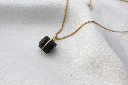 18K Gold Plated Black Tourmaline Necklace