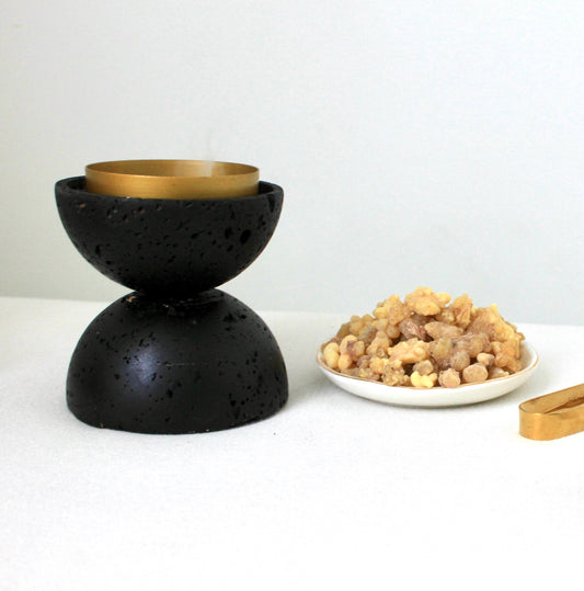 Natural Stone Incense Burner - Black