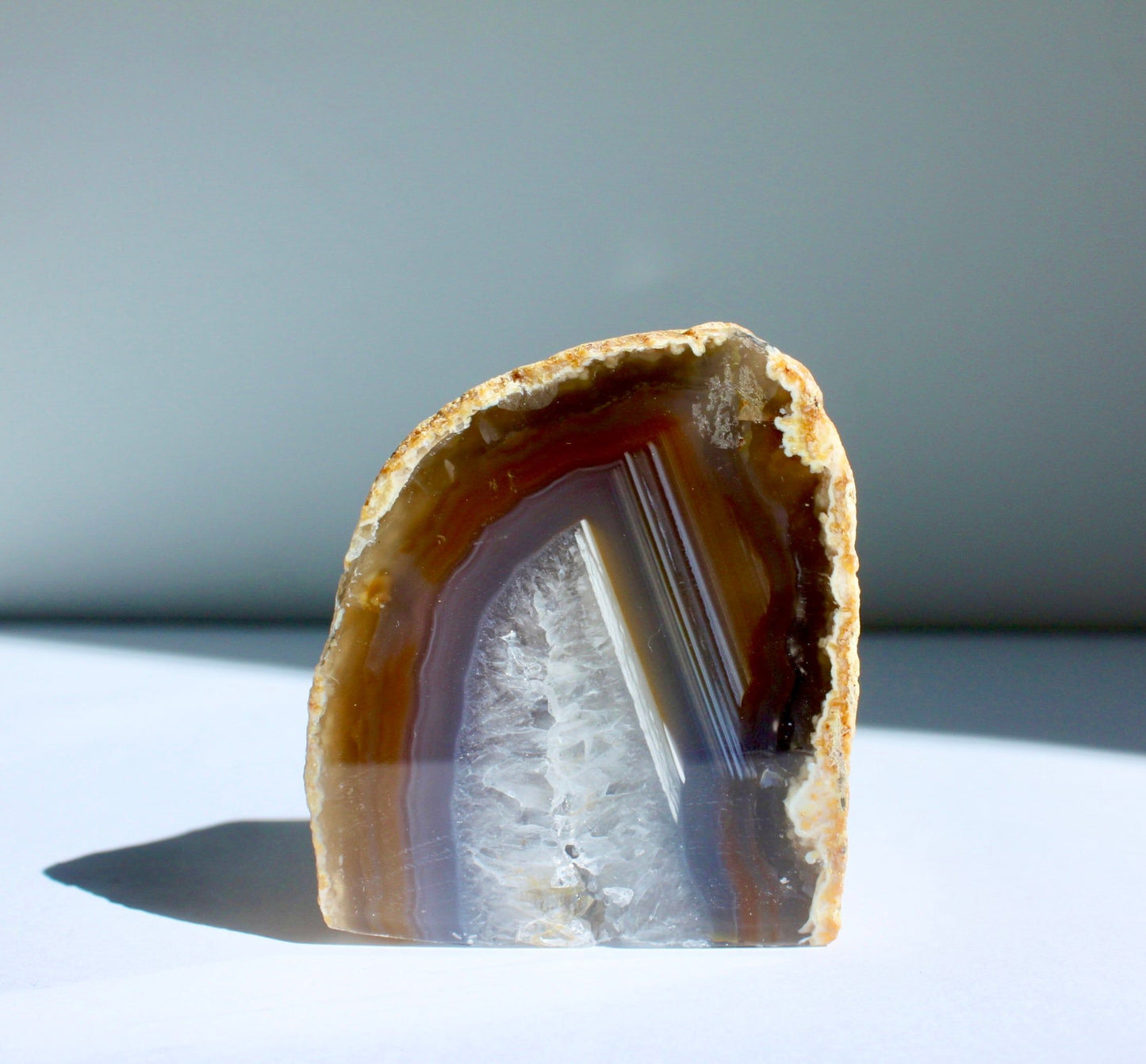 Carnelian Agate & Clear Quartz Crystal Geode