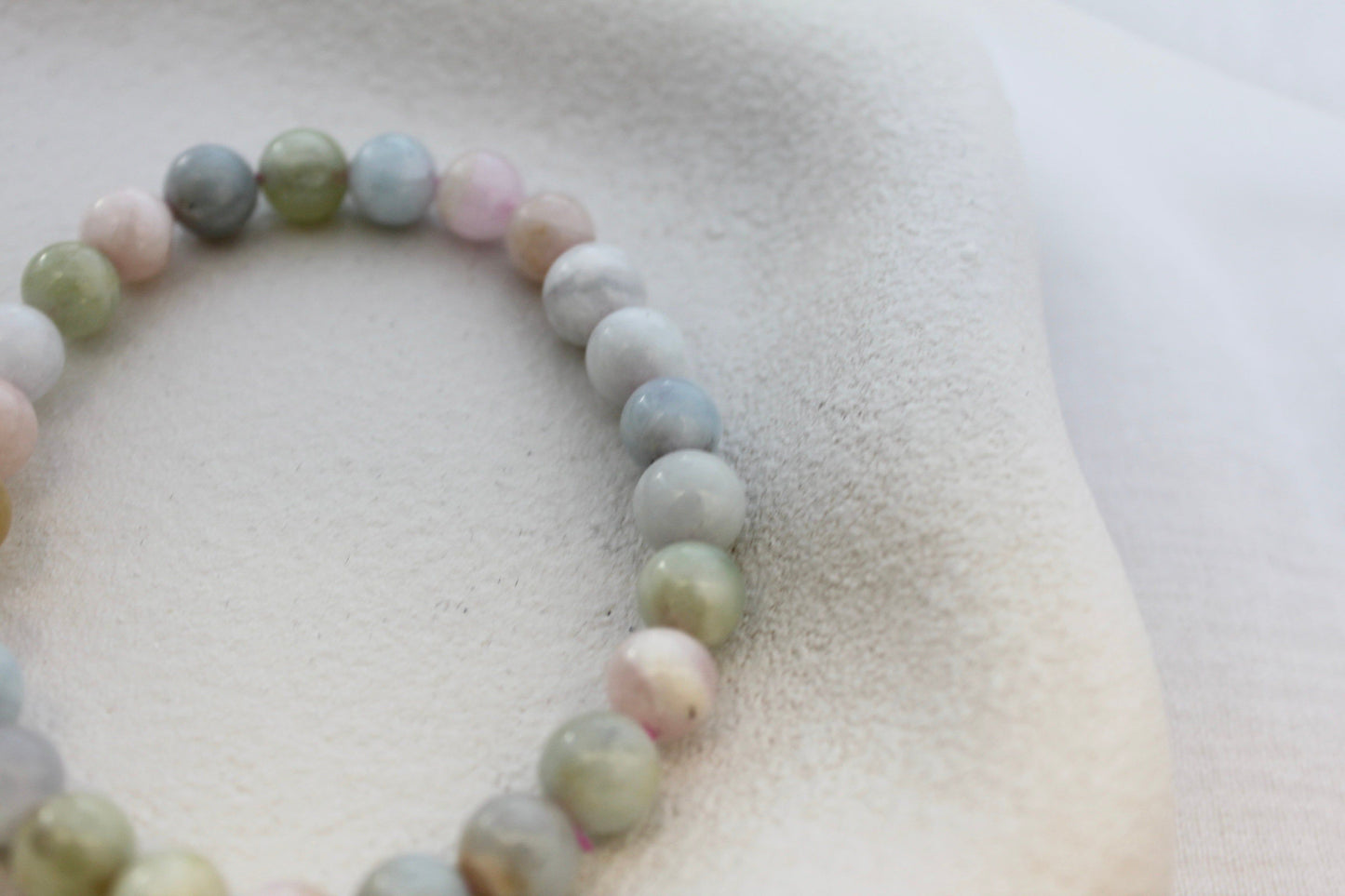 Aquamarine, Morganite &amp; Jade Crystal Bracelet