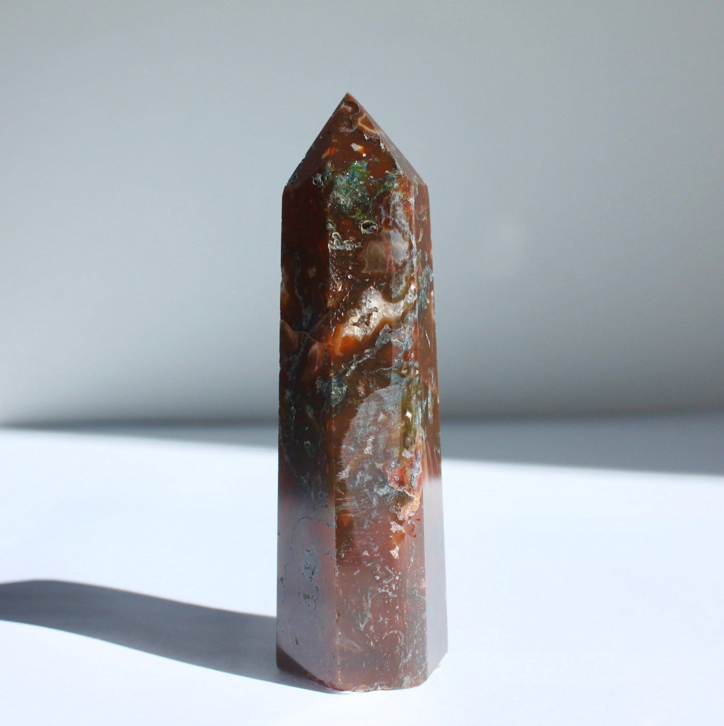 Red Moss Agate Tower