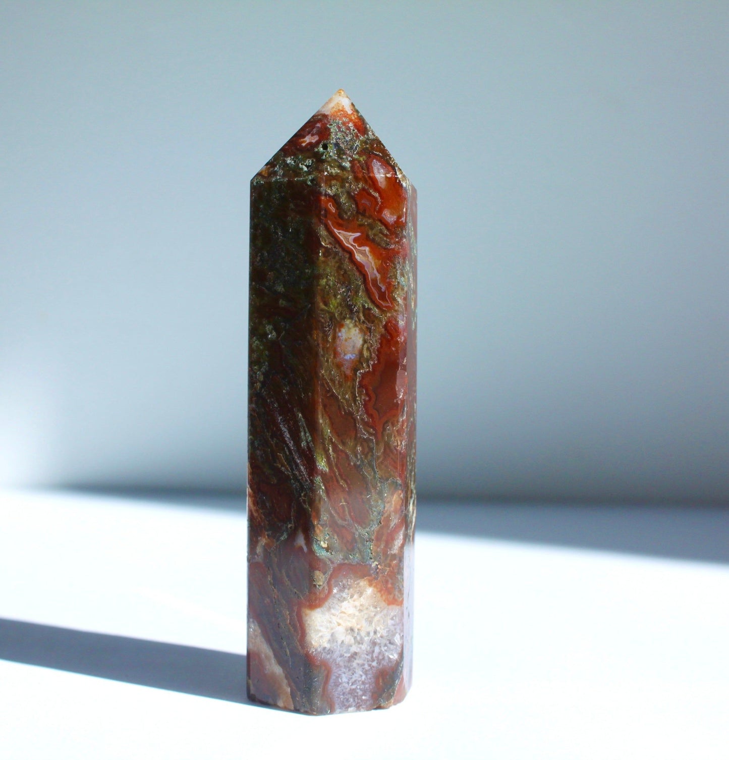 Red Moss Agate Tower