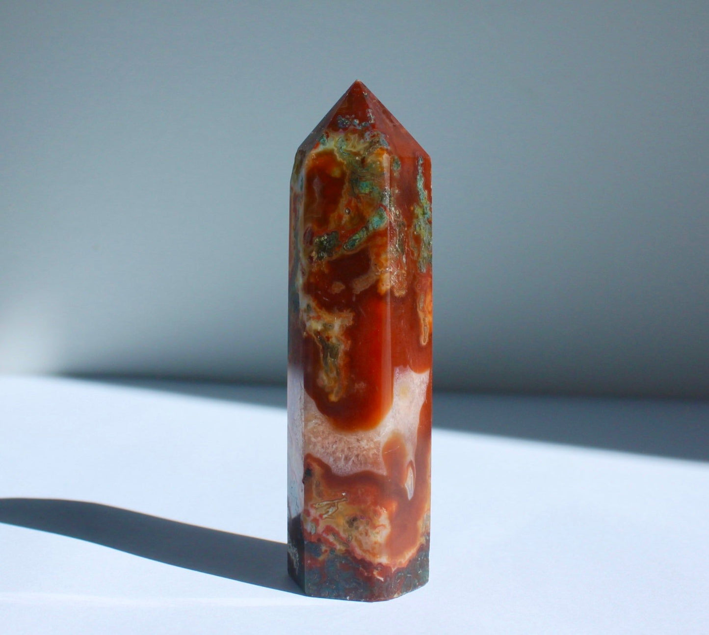 Red Moss Agate Tower