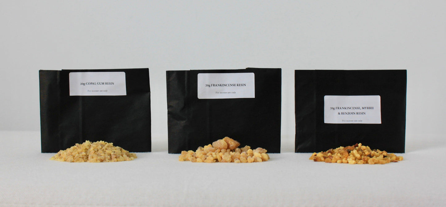 Resin Sampler Pack, Frankincense Resin, Myrrh Resin, Copal Resin Kit