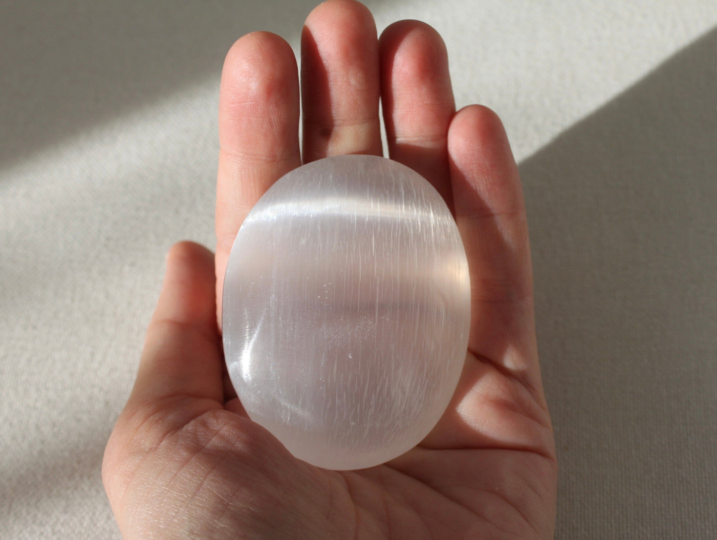 Selenite Palm Stone